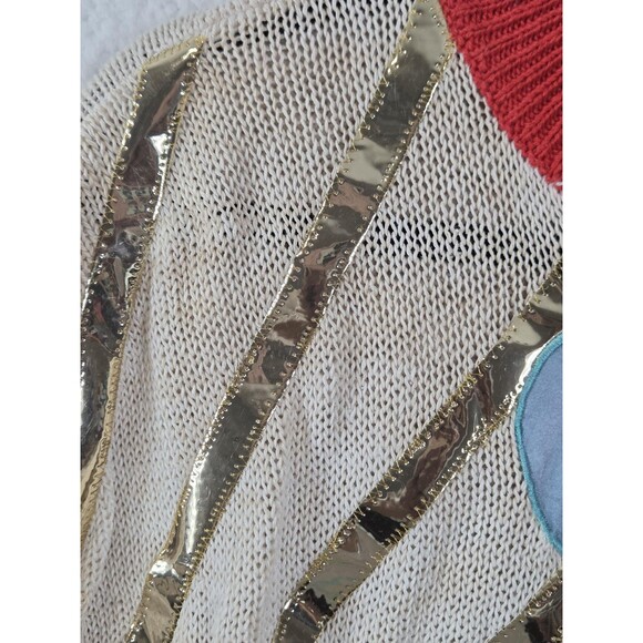 Vtg 80s Bonnie Boerer Sweater Womens L Art Graphic Mock Neck Knit Novelty - Picture 8 of 13